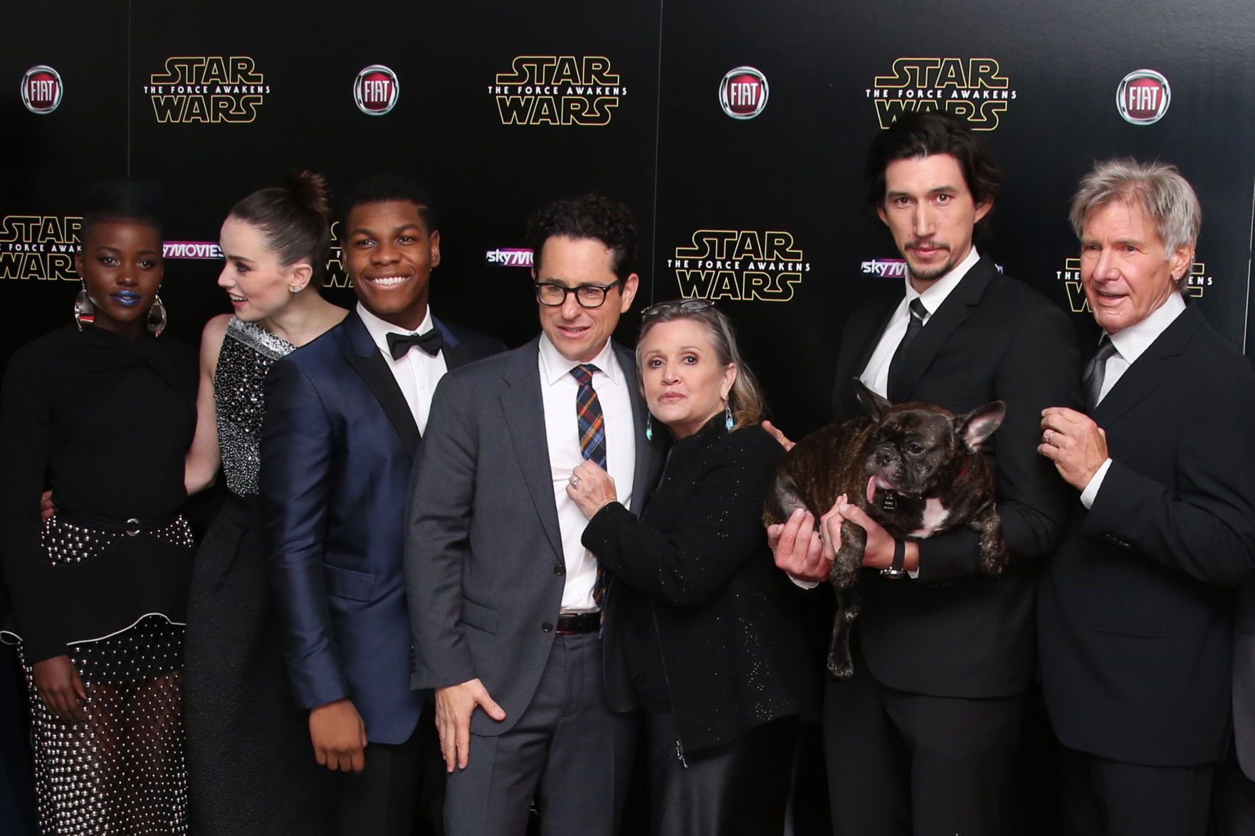 Lupita Nyong'o, Daisy Ridley, John Boyega, J.J. Abrams, Carrie Fischer, Adam Driver, Harrison Ford